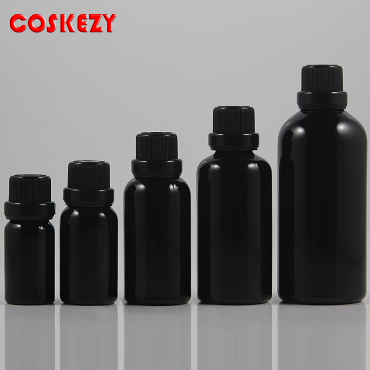 15ml 30ml 50ml 100ml black glass essential oil bottle with lid and stopper, dropper glass bottle
