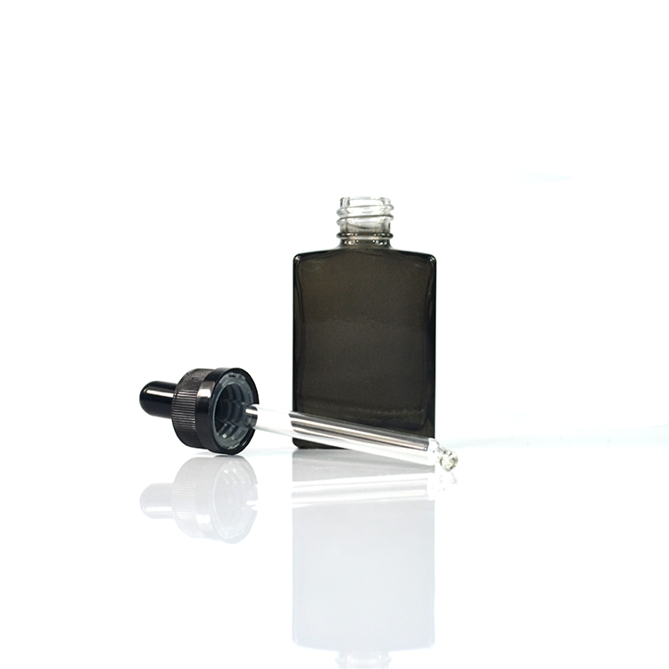 15ml 30ml 50ml 100ml clear matte black square rectangle essential oil glass dropper bottle
