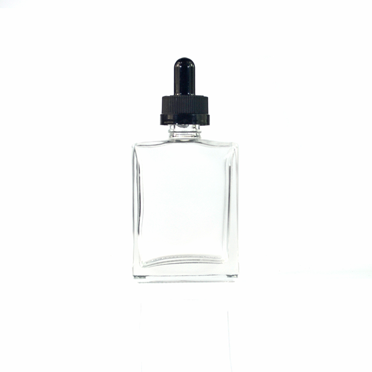 15ml 30ml 50ml 100ml clear matte black square rectangle essential oil glass dropper bottle