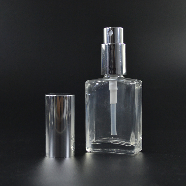 15ml 30ml 50ml 100ml clear rectangle square glass perfume bottle with pump sprayer
