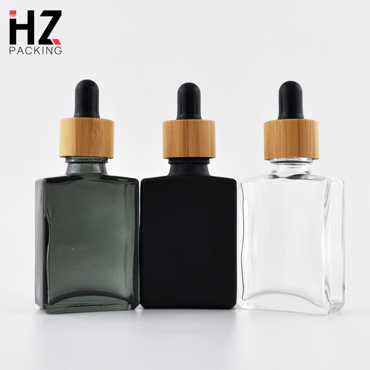 15ml 30ml 50ml 100ml glass empty dropper bottle rectangular square bottle with bamboo lid