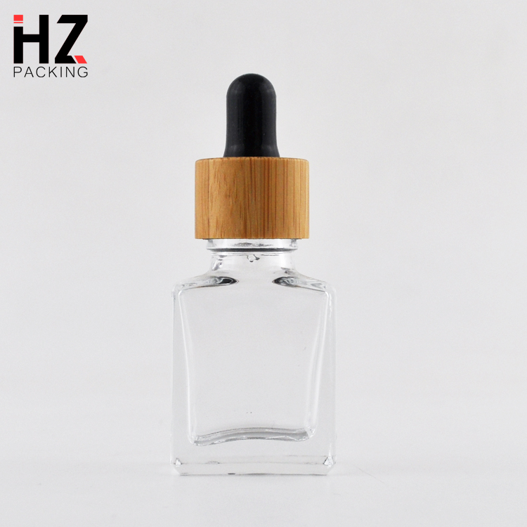 15ml 30ml 50ml 100ml glass empty dropper bottle rectangular square bottle with bamboo lid