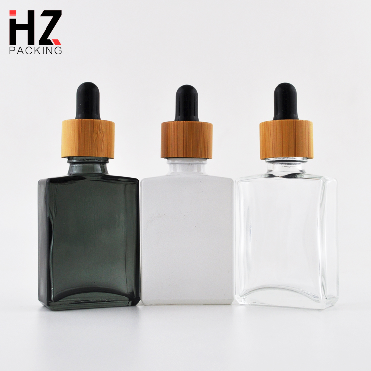 15ml 30ml 50ml 100ml glass empty dropper bottle rectangular square bottle with bamboo lid