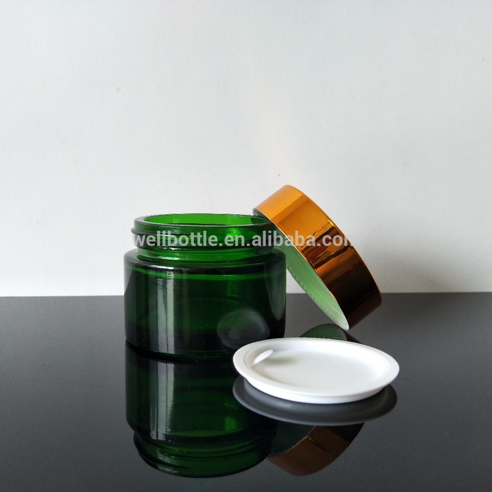 15ml 30ml 50ml 100ml green glass cosmetic jar for face cream GJ-672A