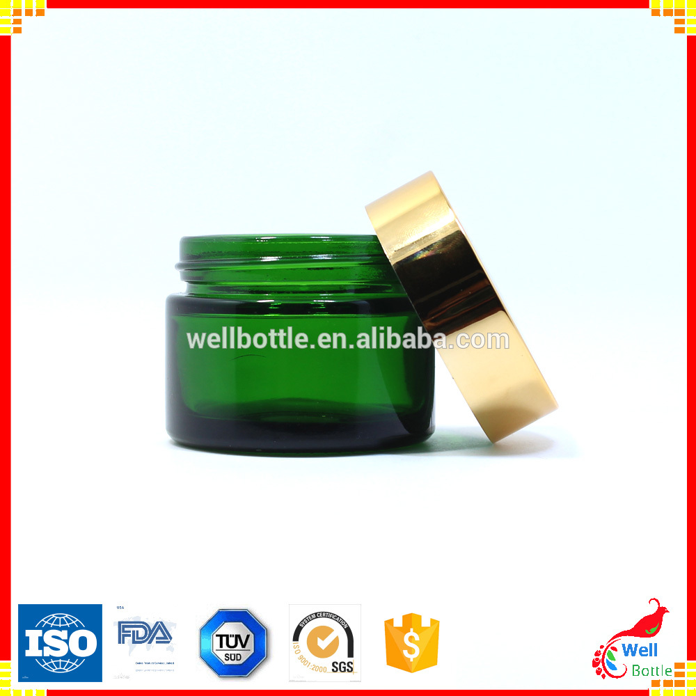 15ml 30ml 50ml 100ml green glass cosmetic jar for face cream GJ-672A