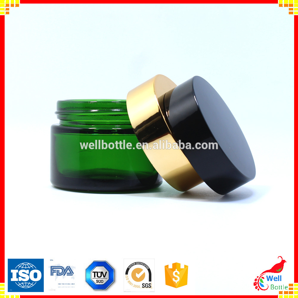 15ml 30ml 50ml 100ml green glass cosmetic jar for face cream GJ-672A