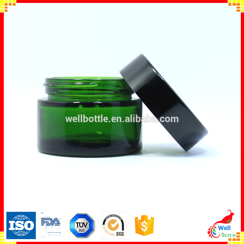 15ml 30ml 50ml 100ml green glass cosmetic jar for face cream GJ-672A