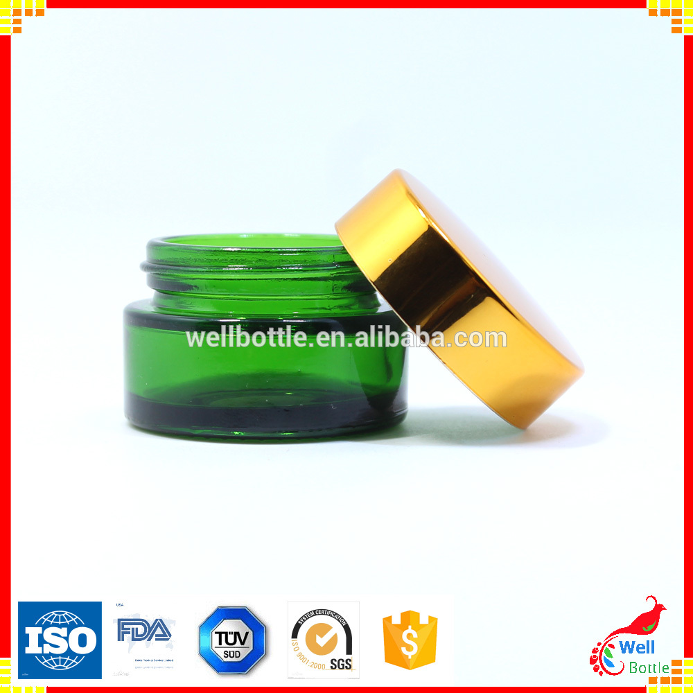 15ml 30ml 50ml 100ml green glass cosmetic jar for face cream GJ-672A
