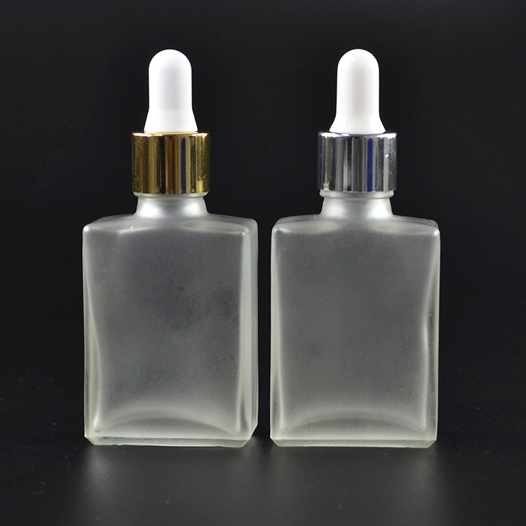 15ml 30ml 50ml 100ml matte frosted clear rectangle glass dropper bottle with cap