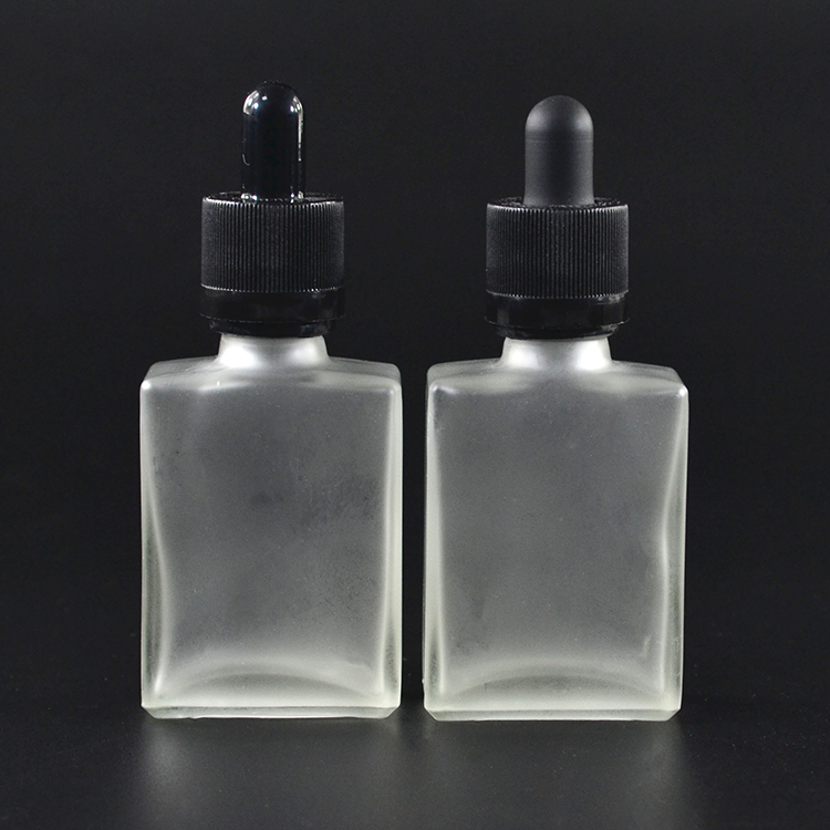 15ml 30ml 50ml 100ml matte frosted clear rectangle glass dropper bottle with cap