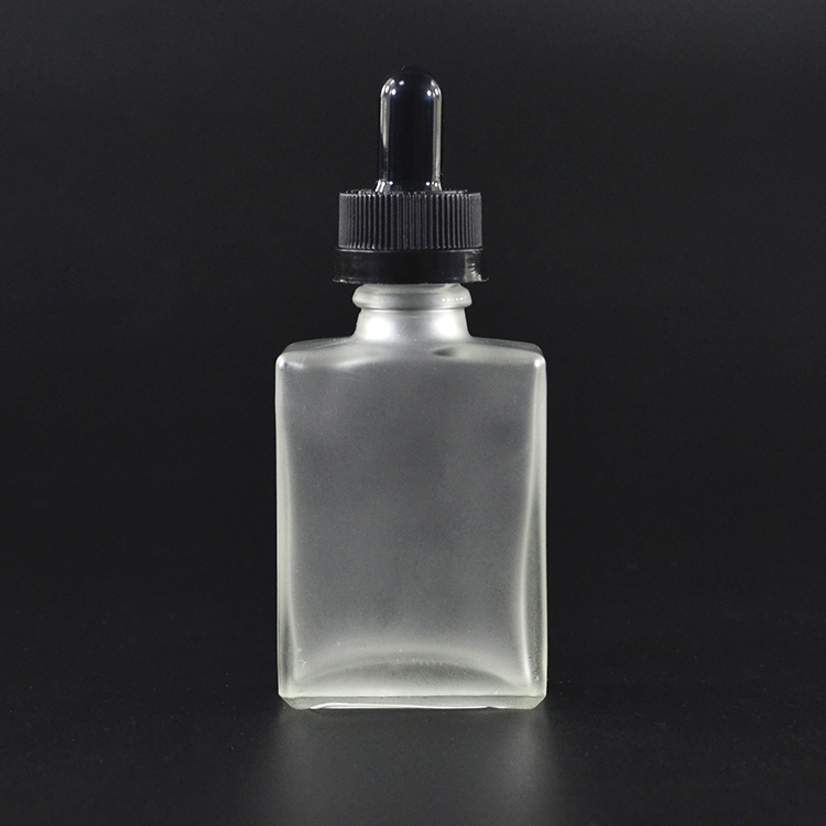 15ml 30ml 50ml 100ml matte frosted clear rectangle glass dropper bottle with cap