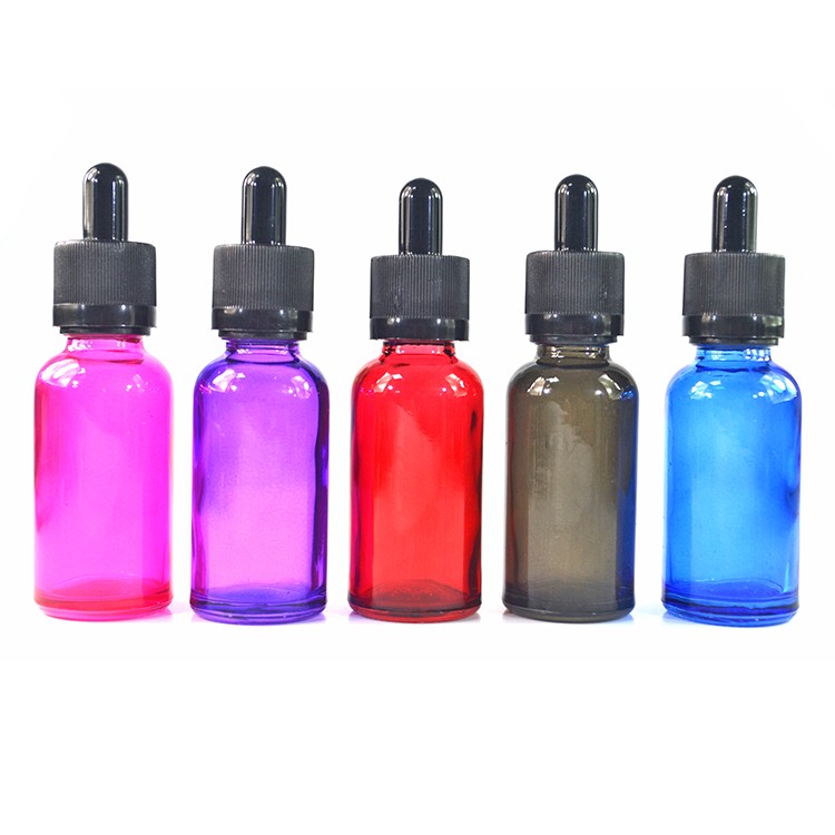 15ml 30ml 50ml 100ml pink purple red black transparent glass dropper bottle for essential oil