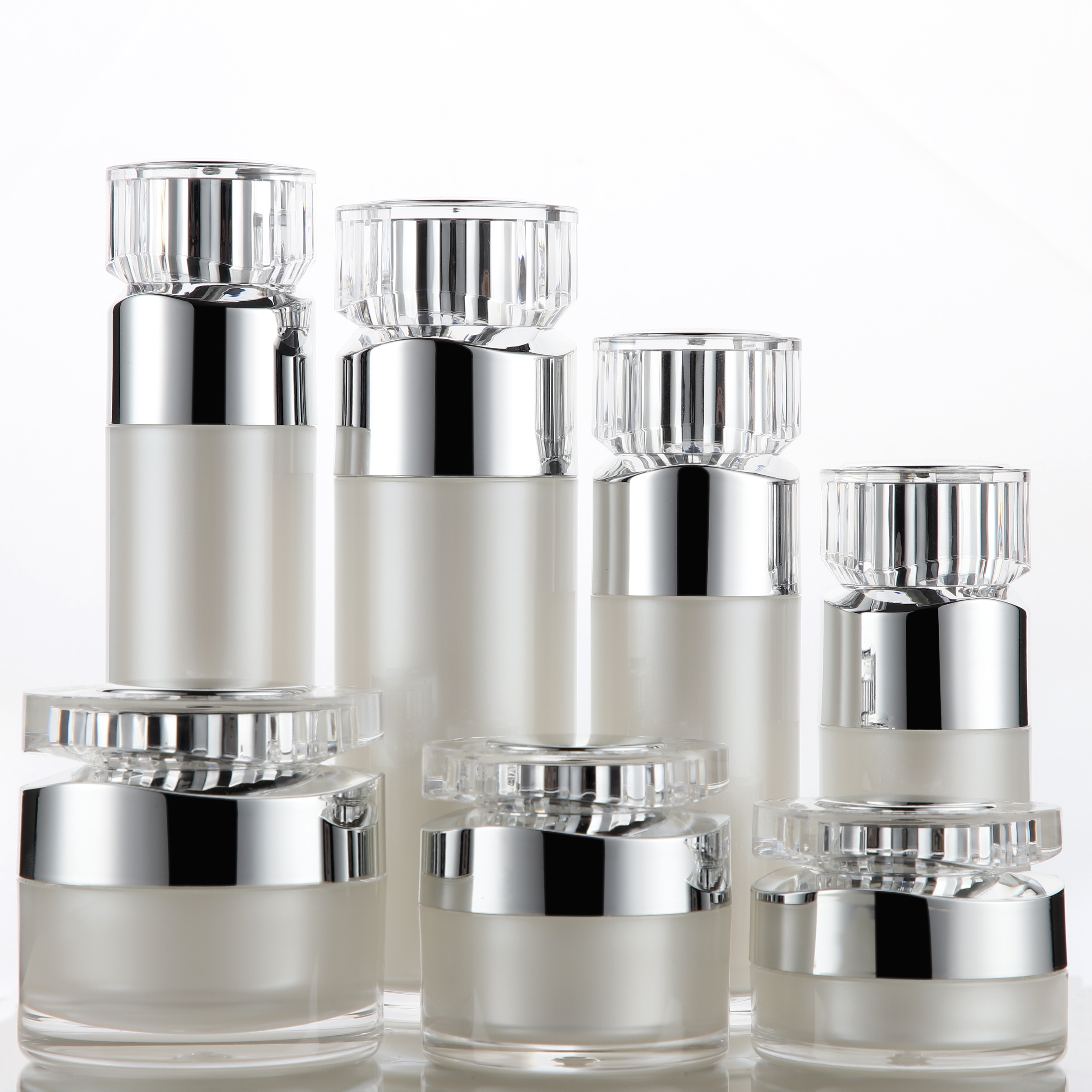 15ml 30ml 50ml 100ml silver acrylic bottle,  high quality 100mlacrylic lotion bottle, hot selling acrylic bottle