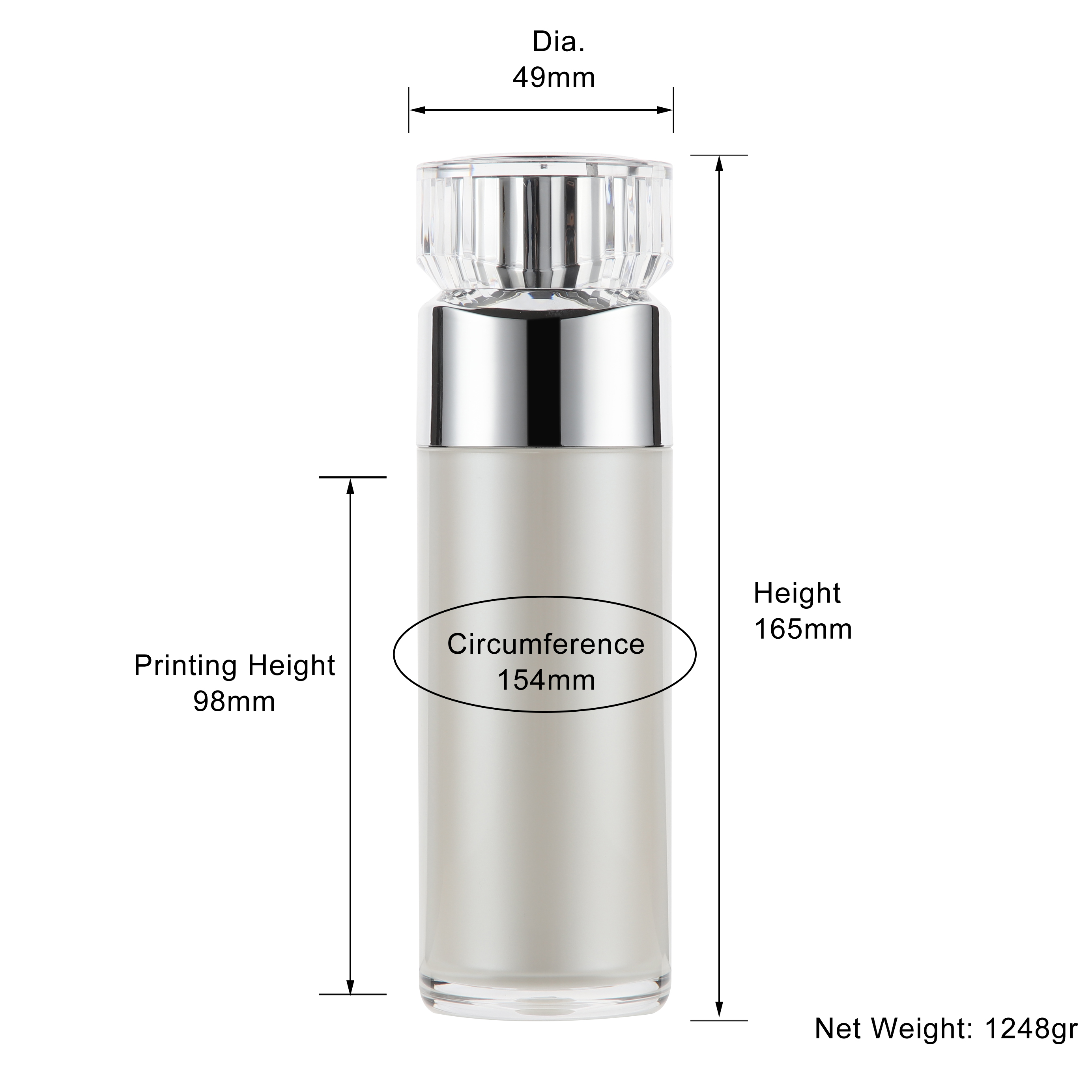 15ml 30ml 50ml 100ml silver acrylic bottle, high quality 100mlacrylic lotion bottle, hot selling acrylic bottle