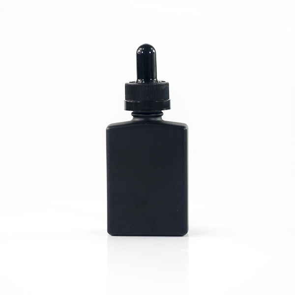 15ml 30ml 50ml 100ml square rectangle matte violet black frosted essential oil glass dropper bottle with gold bamboo cap