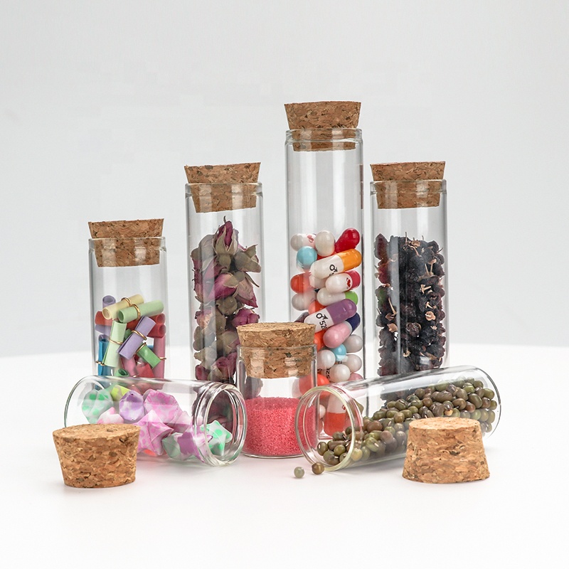 15ml 30ml 50ml 60ml 100ml Mini And Tall Wide Test Tube Glass Bottle Cork Jar Glass Tubes With Corks Stoppers