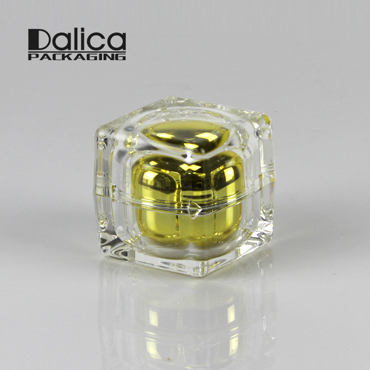 15ml/30ml/50ml Acrylic Cosmetic Jar Container Gold Square Cream Jar