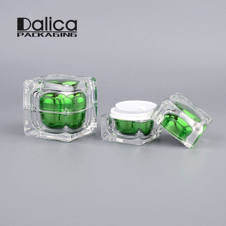 15ml/30ml/50ml Acrylic Cosmetic Jar Container Gold Square Cream Jar