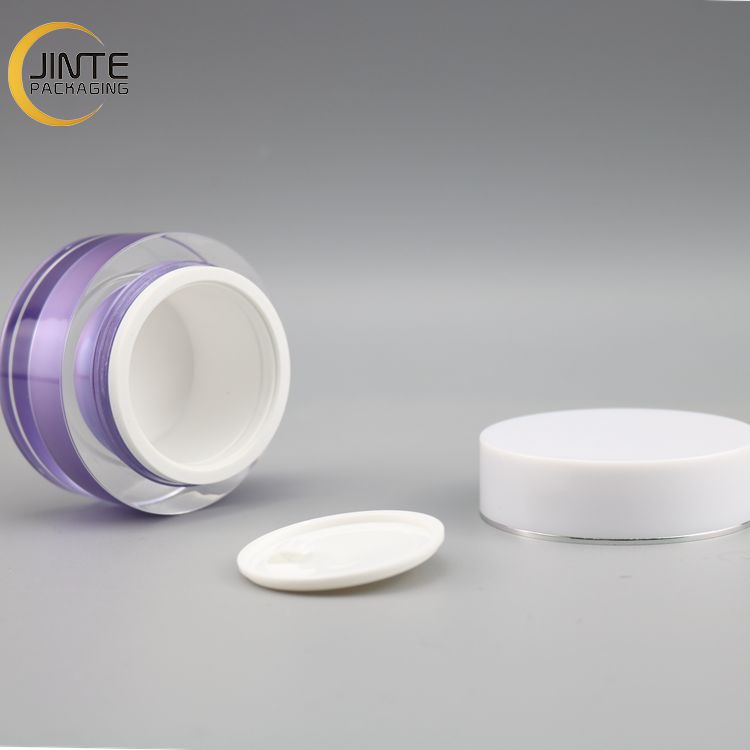 15ml 30ml 50ml Acrylic Double Wall Cream Packaging Purple jar for Cream Skin care container