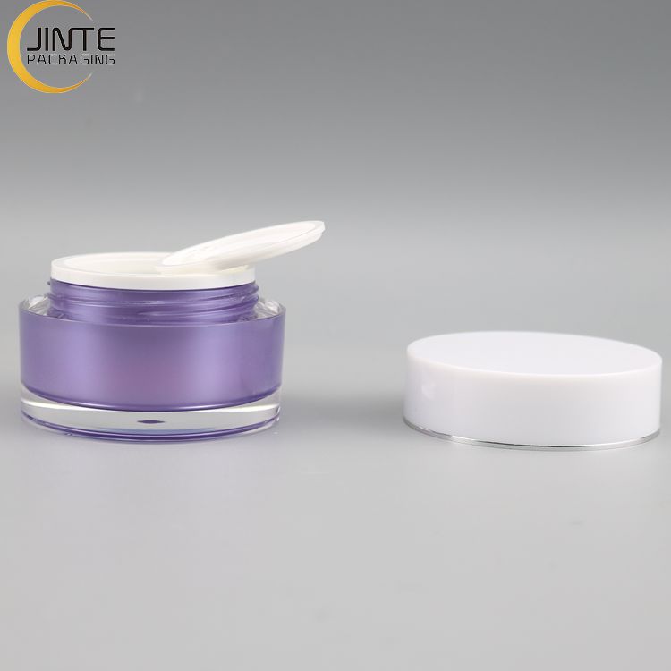 15ml 30ml 50ml Acrylic Double Wall Cream Packaging Purple jar for Cream Skin care container