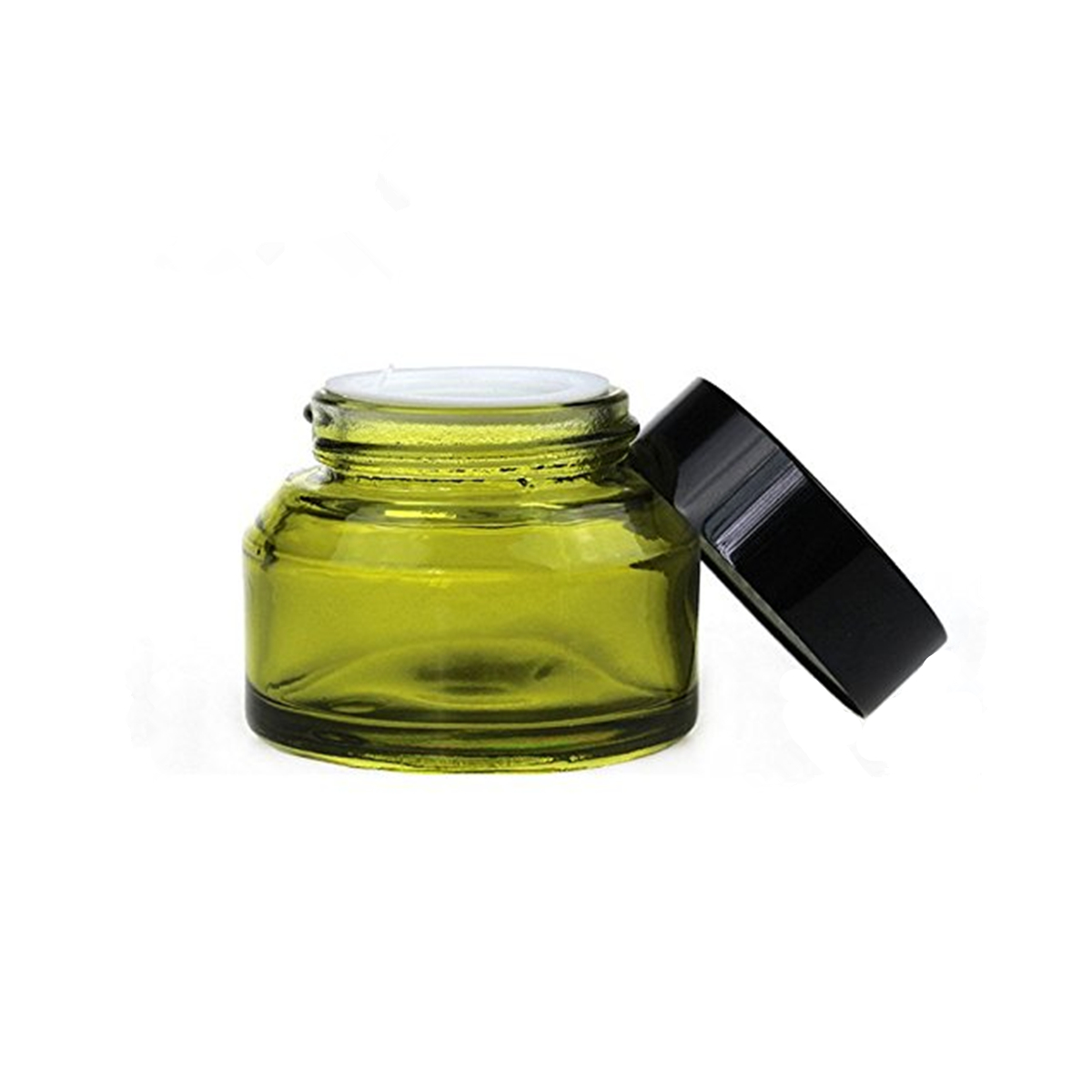 15ml 30ml 50ml Amber Green Cosmetic Cream Glass Jars with Black lids