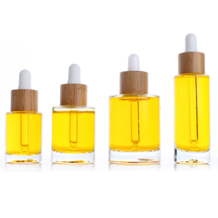 15ml 30ml 50ml Bamboo Dropper Cap Glass Cosmetic Essential Oil Bottles