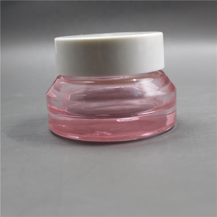 15ml 30ml 50ml Custom Transparent Pink Oblique Shoulder Cosmetic Face Glass Cream Jar