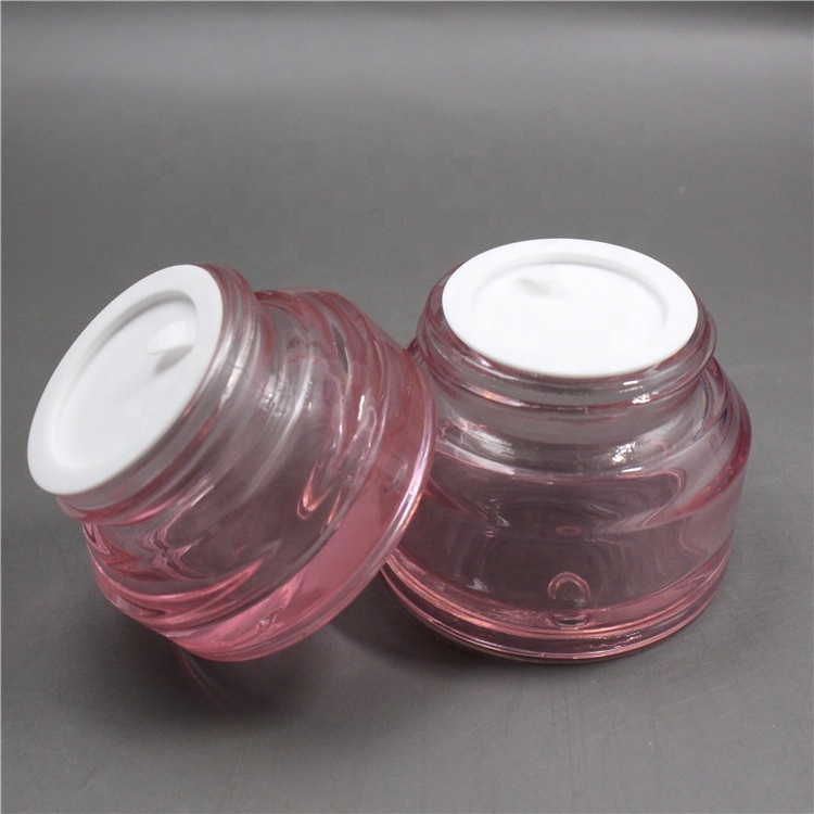 15ml 30ml 50ml Custom Transparent Pink Oblique Shoulder Cosmetic Face Glass Cream Jar
