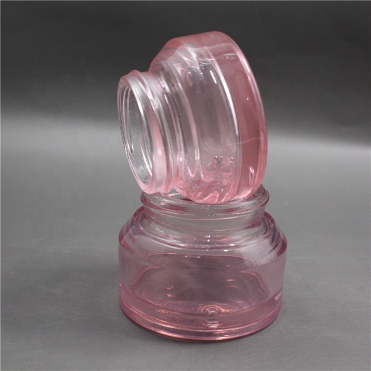 15ml 30ml 50ml Custom Transparent Pink Oblique Shoulder Cosmetic Face Glass Cream Jar