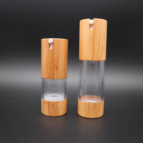 15ml 30ml 50ml Eco-friendly bamboo plastic airless lotion pump bottle