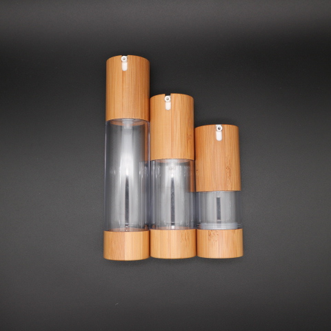 15ml 30ml 50ml Eco-friendly bamboo plastic airless lotion pump bottle