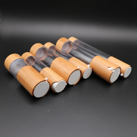 15ml 30ml 50ml Eco-friendly bamboo plastic airless lotion pump bottle