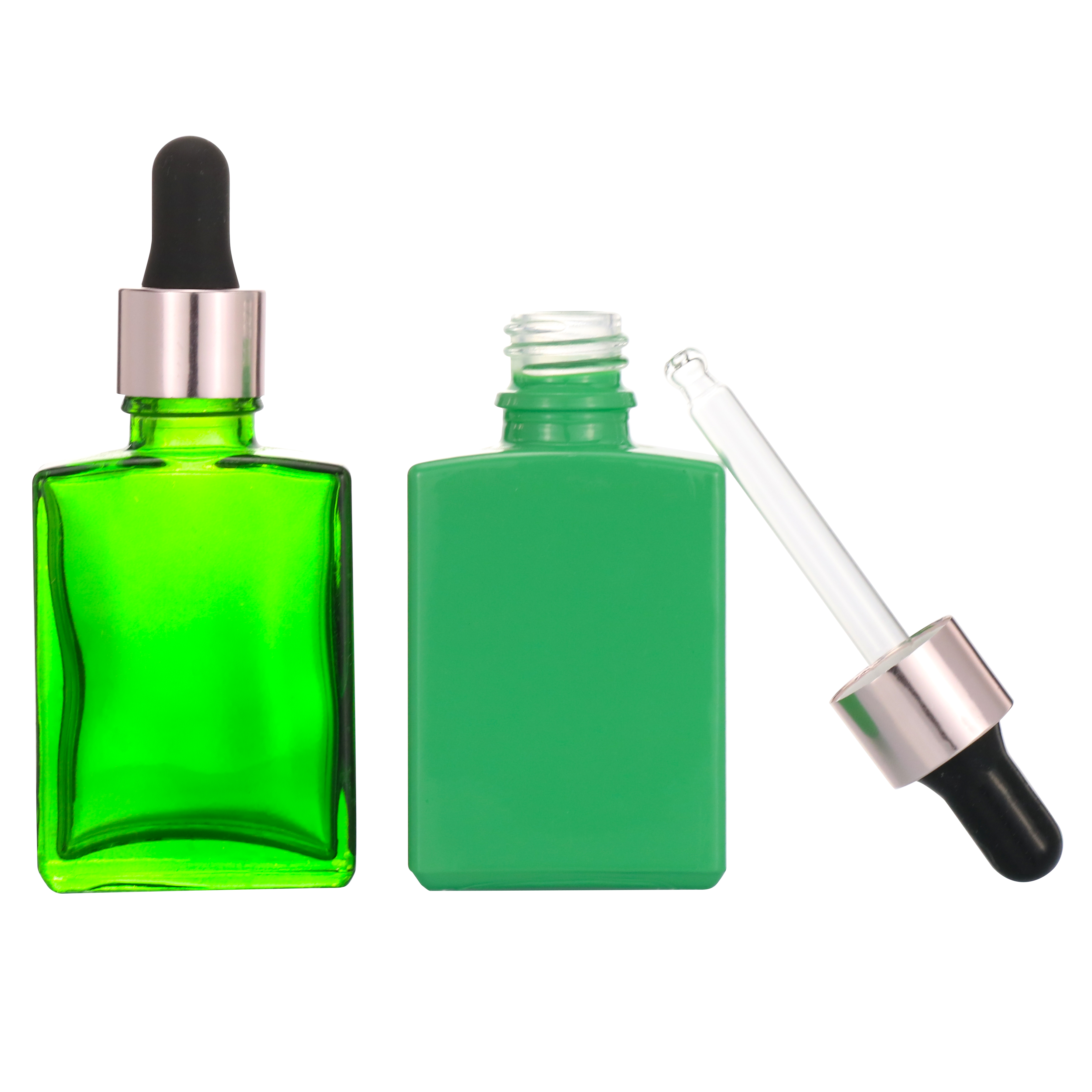 15ml 30ml 50ml Matte Frosted Black Rectangle Square Glass Dropper Bottles