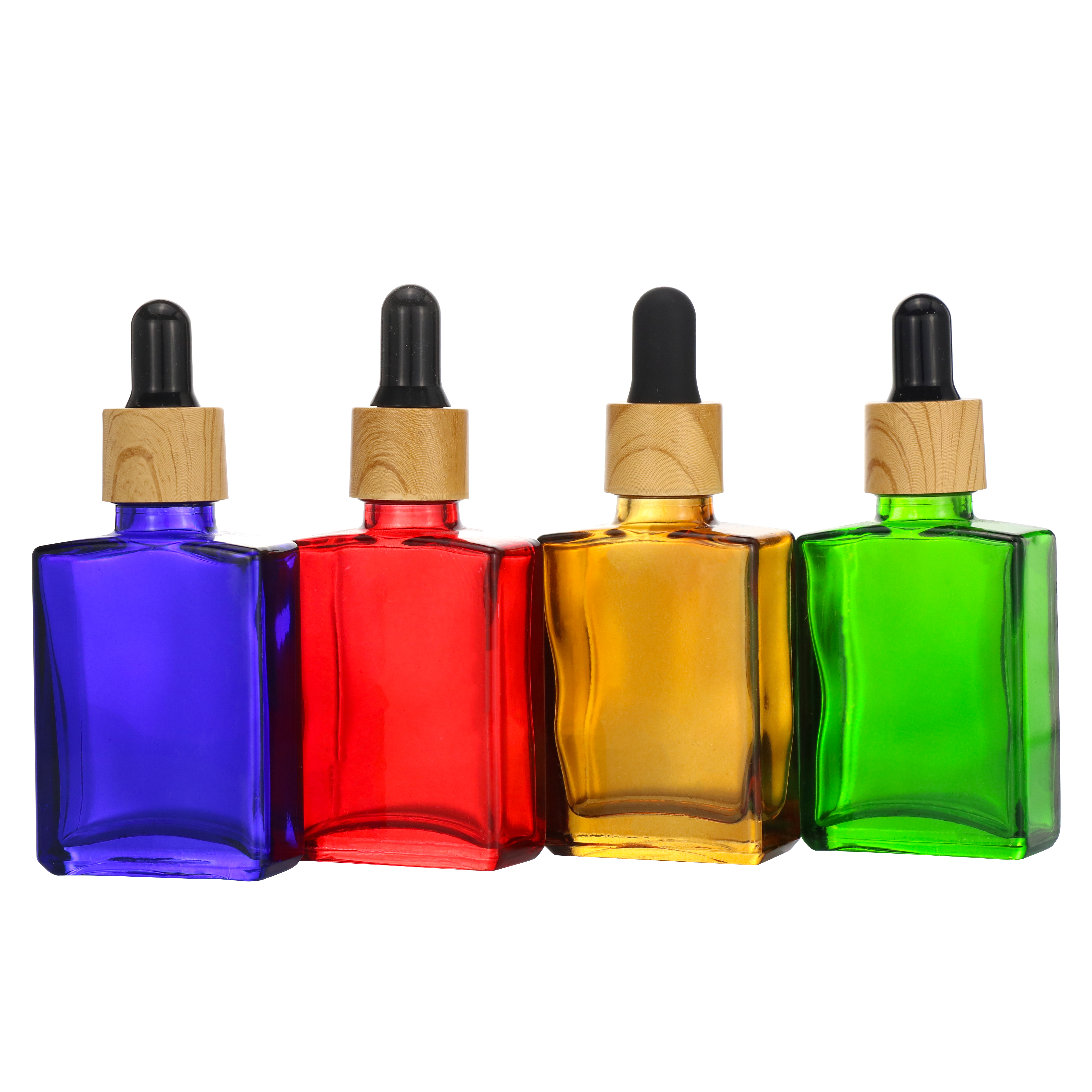 15ml 30ml 50ml Matte Frosted Black Rectangle Square Glass Dropper Bottles