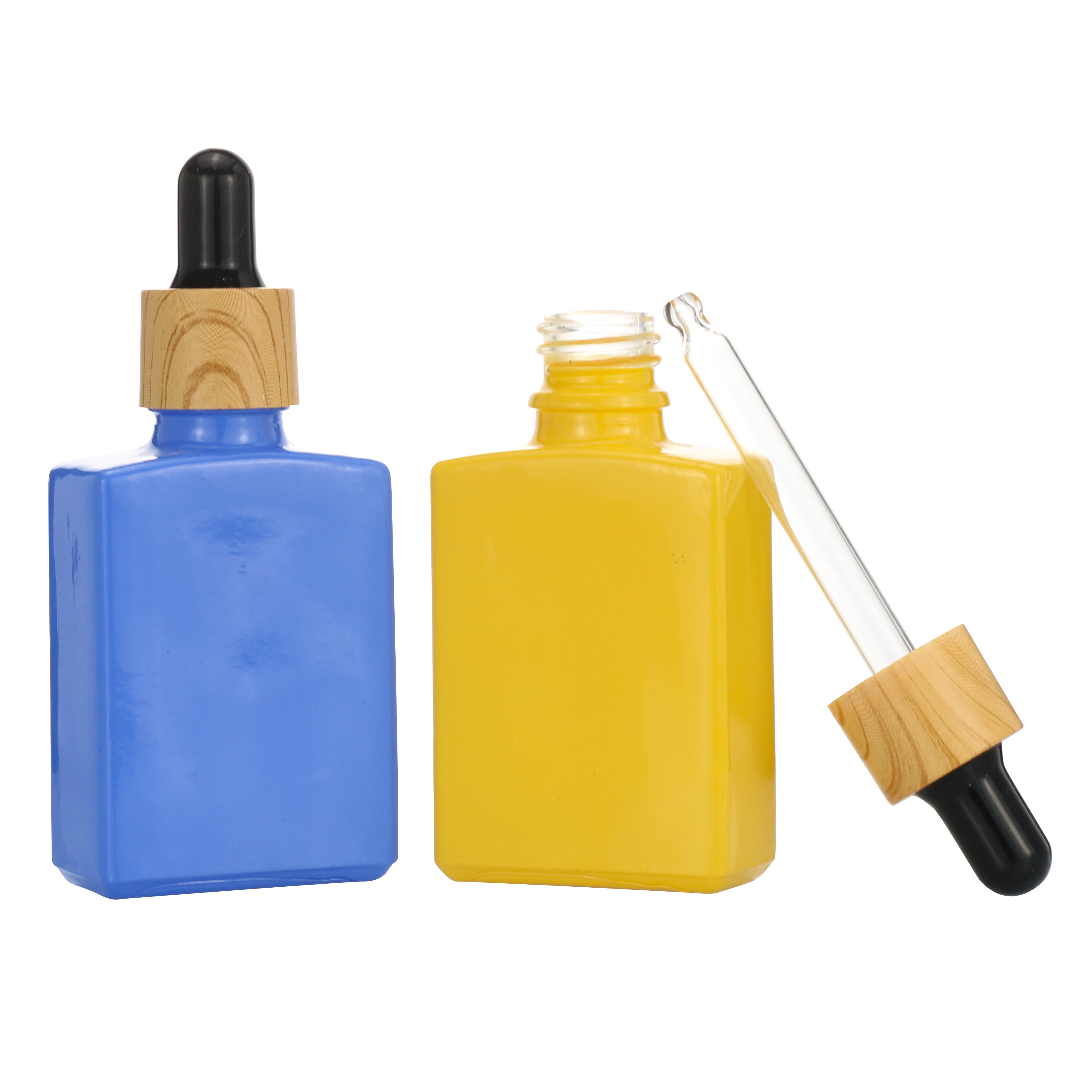 15ml 30ml 50ml Matte Frosted Black Rectangle Square Glass Dropper Bottles