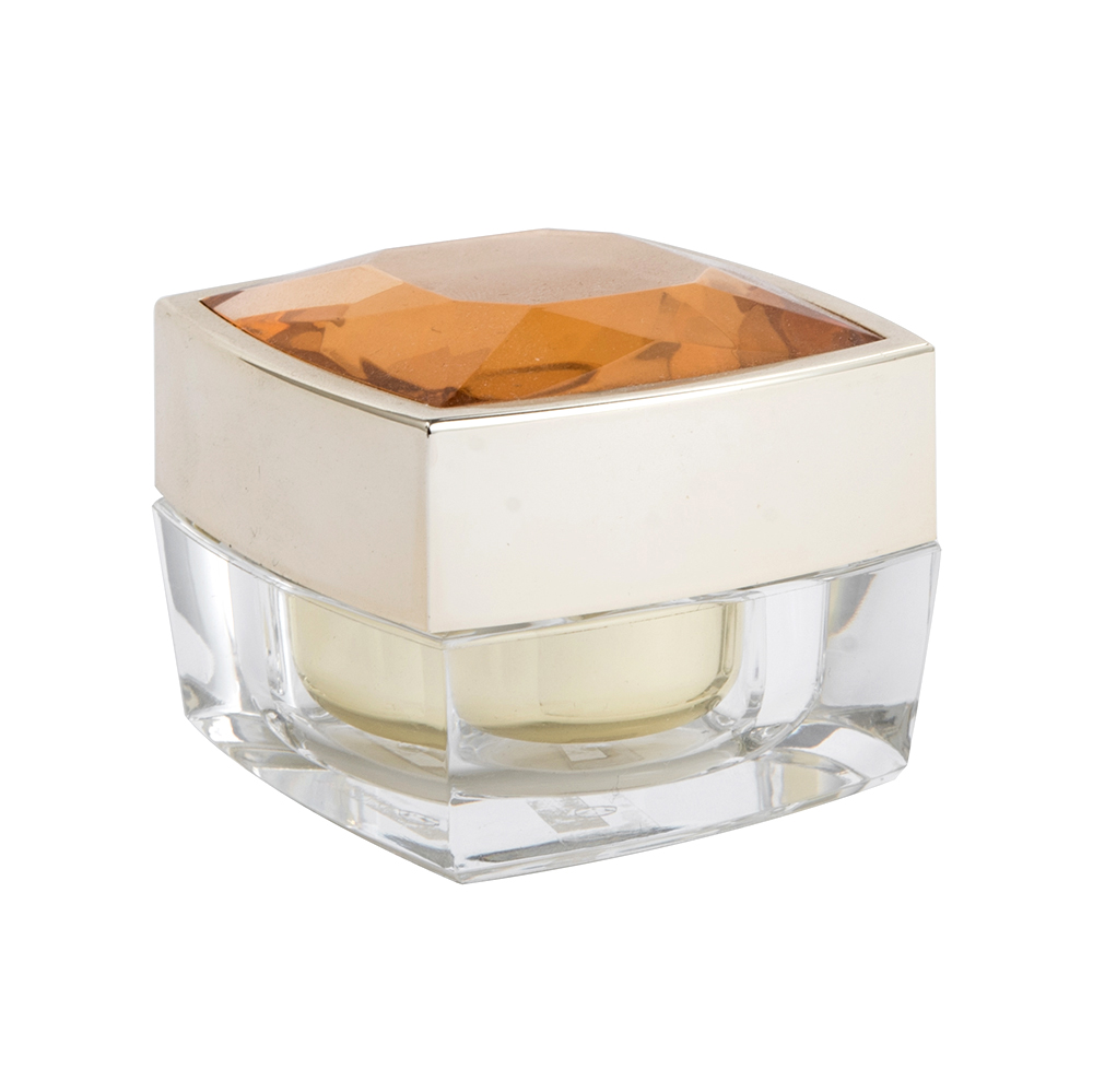15ml 30ml 50ml Square Gold Acrylic Rhinestone Cream Jar