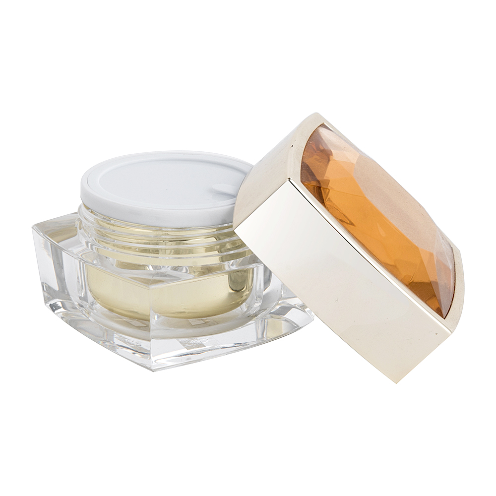 15ml 30ml 50ml Square Gold Acrylic Rhinestone Cream Jar