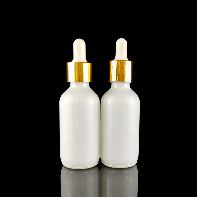 15ml 30ml 50ml White porcelain Round Glass Dropper Bottle with metallic silver cap