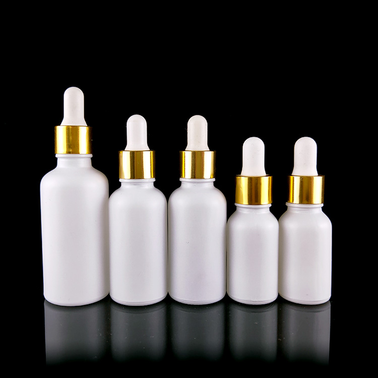 15ml 30ml 50ml White porcelain Round Glass Dropper Bottle with metallic silver cap