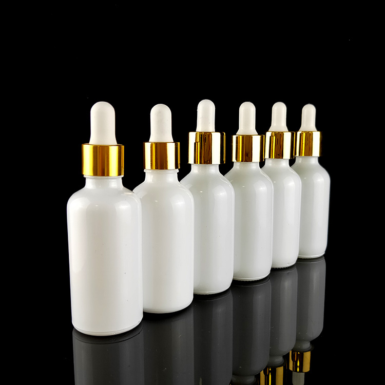 15ml 30ml 50ml White porcelain Round Glass Dropper Bottle with metallic silver cap