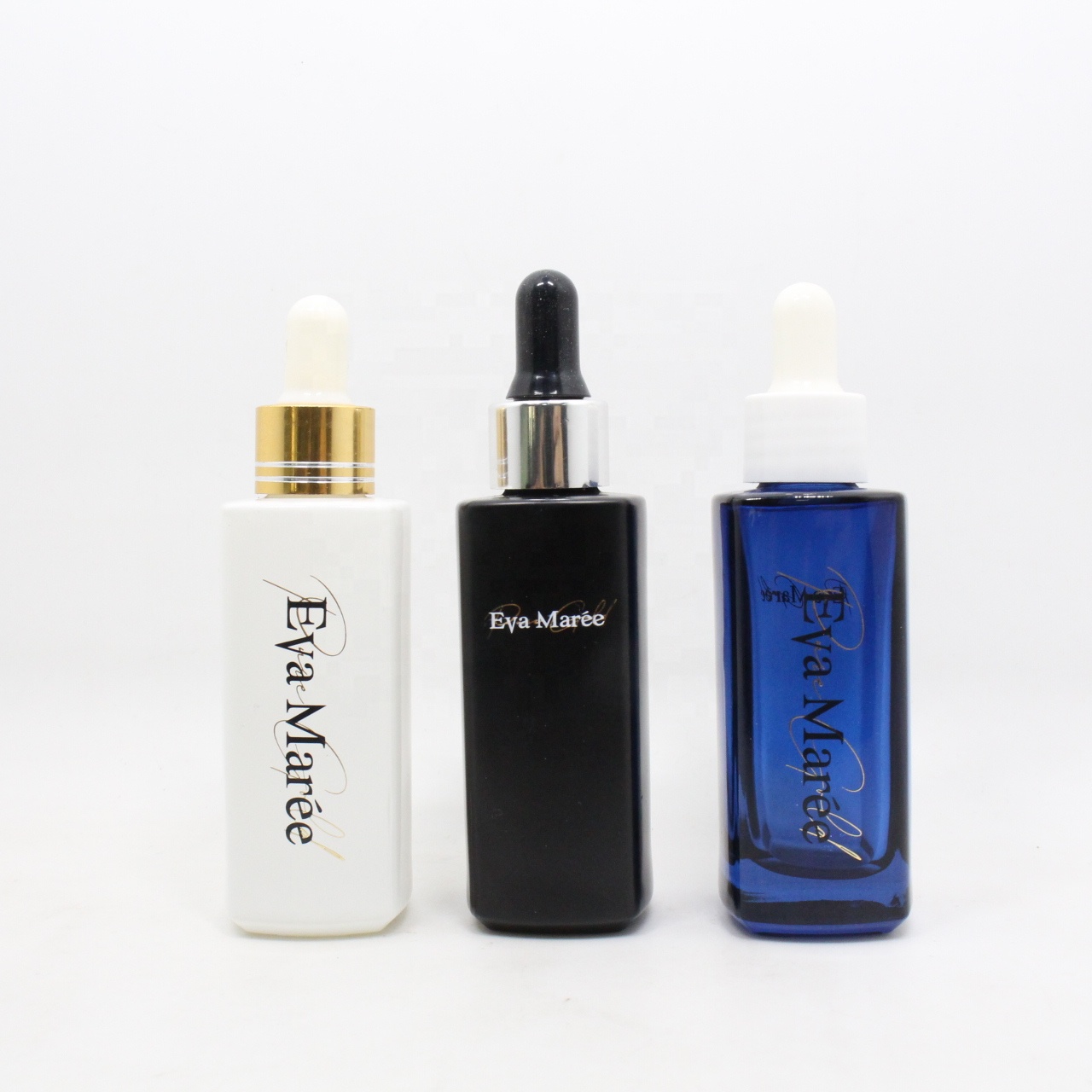 15ml  30ml 50ml clear square cosmetic essential oil serum glass dropper bottle