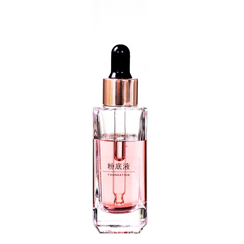 15ml 30ml 50ml clear square cosmetic essential oil serum glass dropper bottle