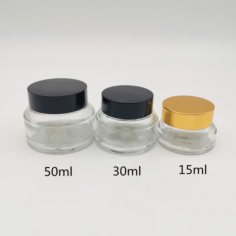 15ml 30ml 50ml cobalt blue black green white clear glass cosmetic jars with lids