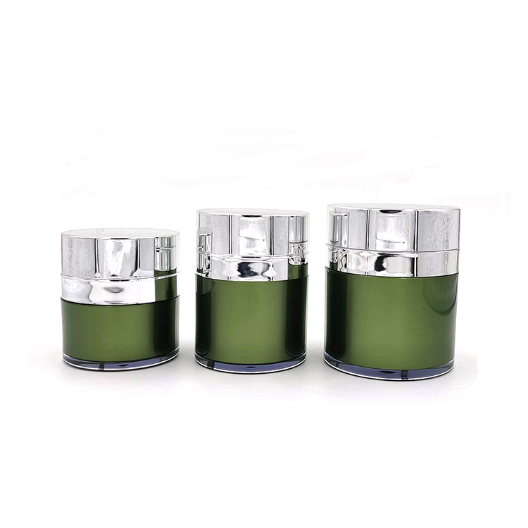 15ml 30ml 50ml custom luxury eco matte green plastic airless cosmetic acrylic double wall lotion cream jars