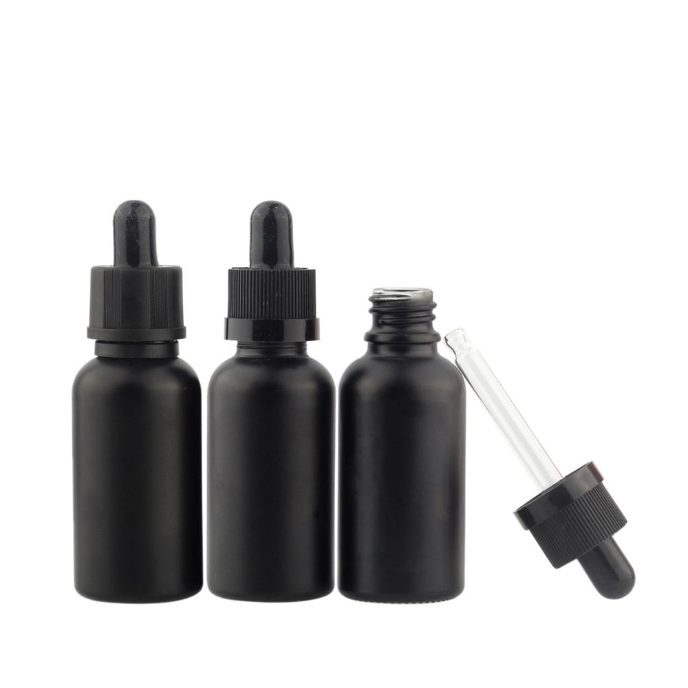 15ml 30ml 50ml frosted matte black dropper glass bottle matte black dropper bottle