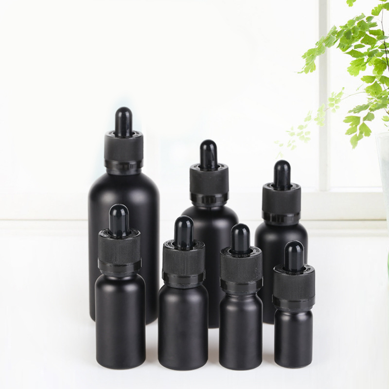 15ml 30ml 50ml frosted matte black dropper glass bottle matte black dropper bottle