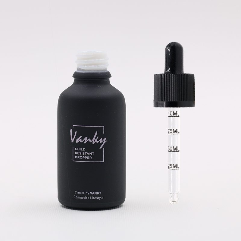 15ml 30ml 50ml glass CBD bottle with child proof CR dropper black bottles