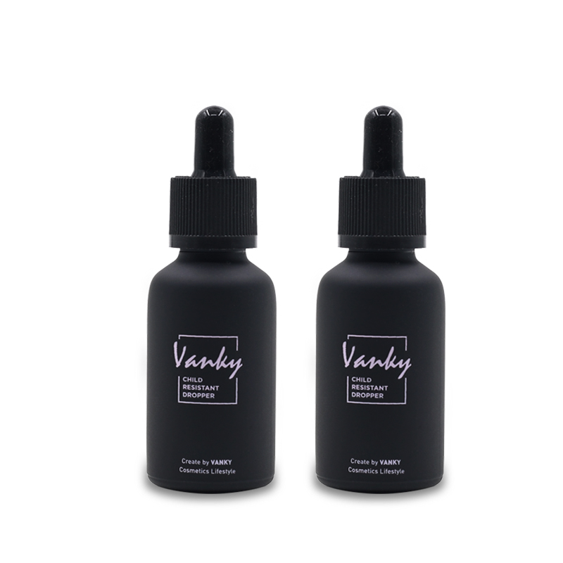15ml 30ml 50ml glass CBD bottle with child proof CR dropper black bottles
