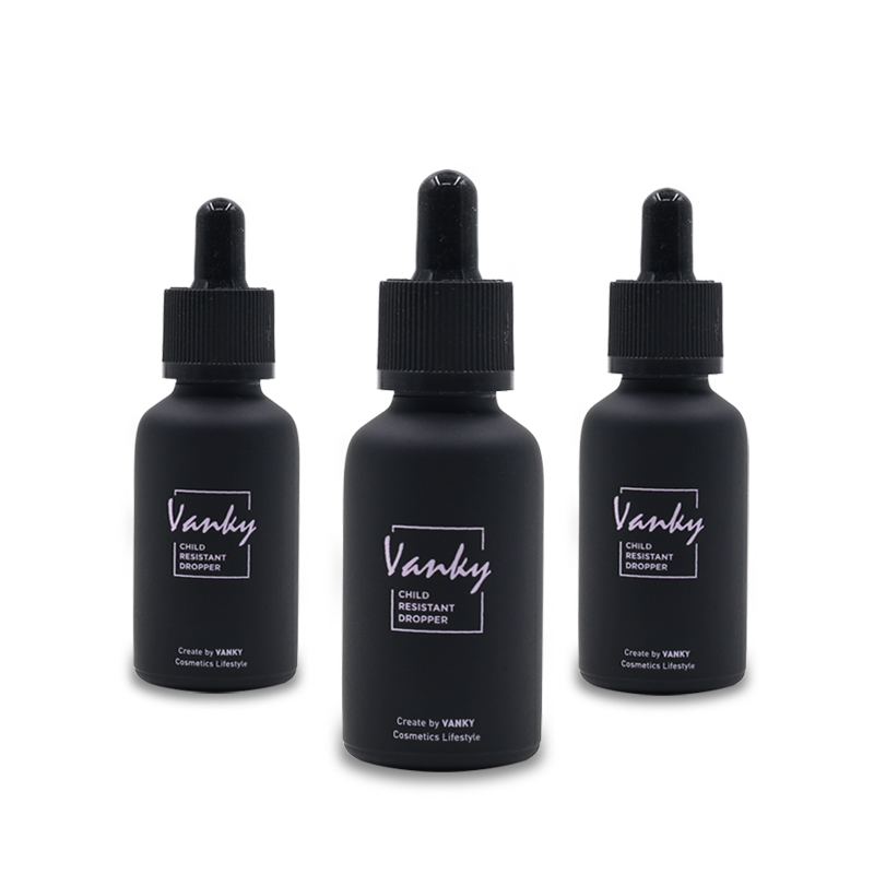 15ml 30ml 50ml glass CBD bottle with child proof CR dropper black bottles