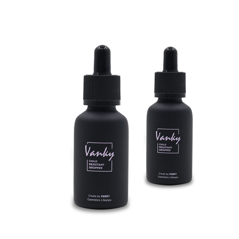 15ml 30ml 50ml glass CBD bottle with child proof CR dropper black bottles